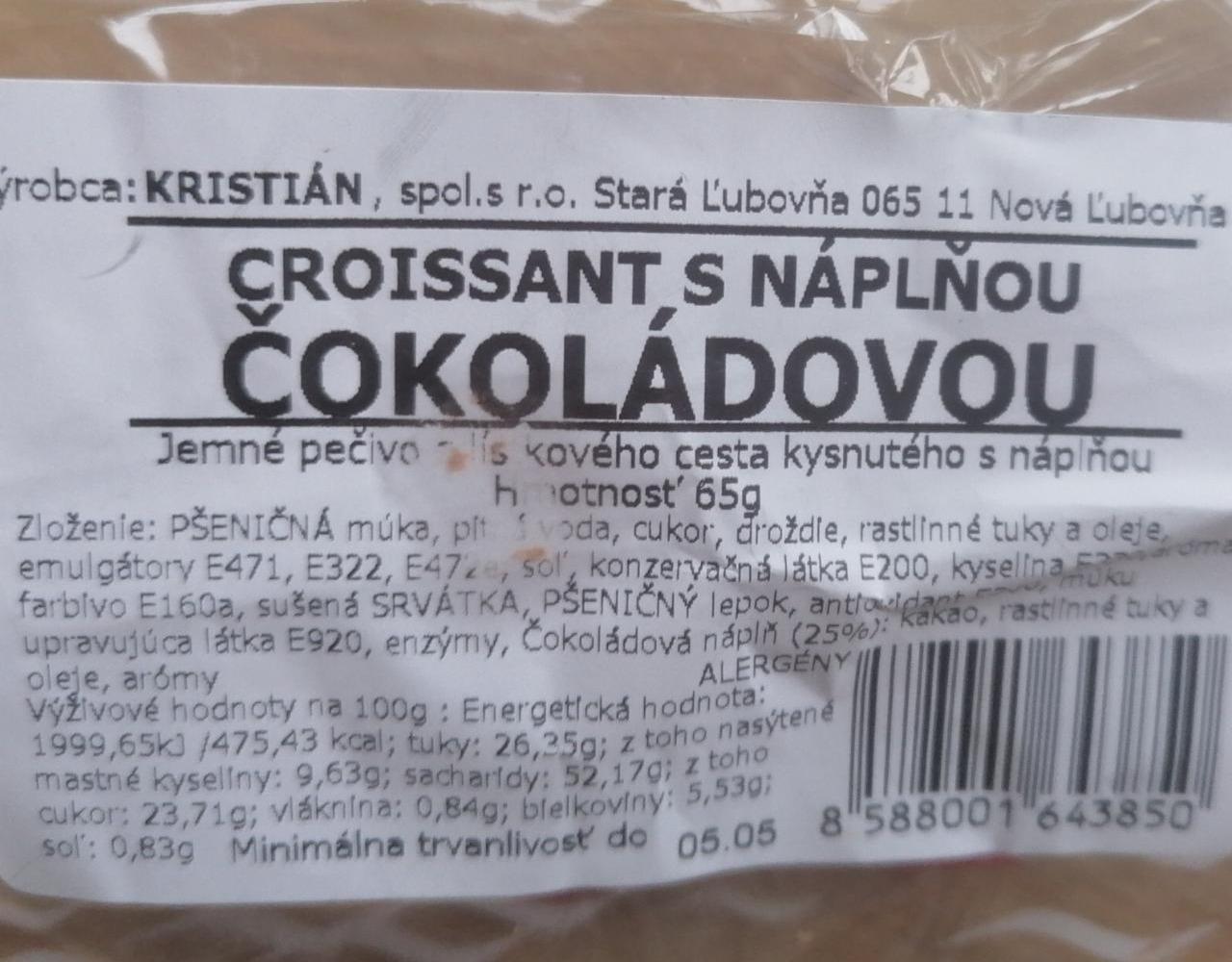 Fotografie - Croissant s náplňou čokoládovou Kristián