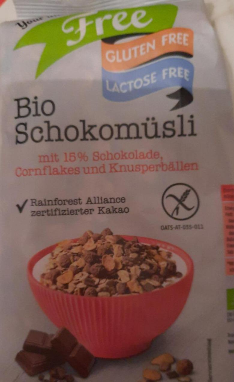 Fotografie - Bio schokomüsli mit 15% Schokolade, Cornflakes und Knusperbällen glutenfree