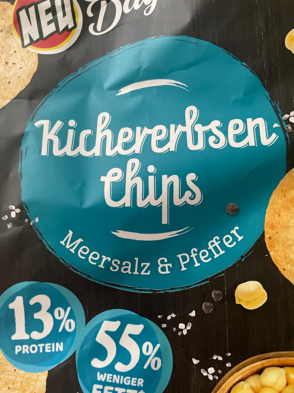 Fotografie - kichererbsen-chips meersalz & pfeffer snack day lidl