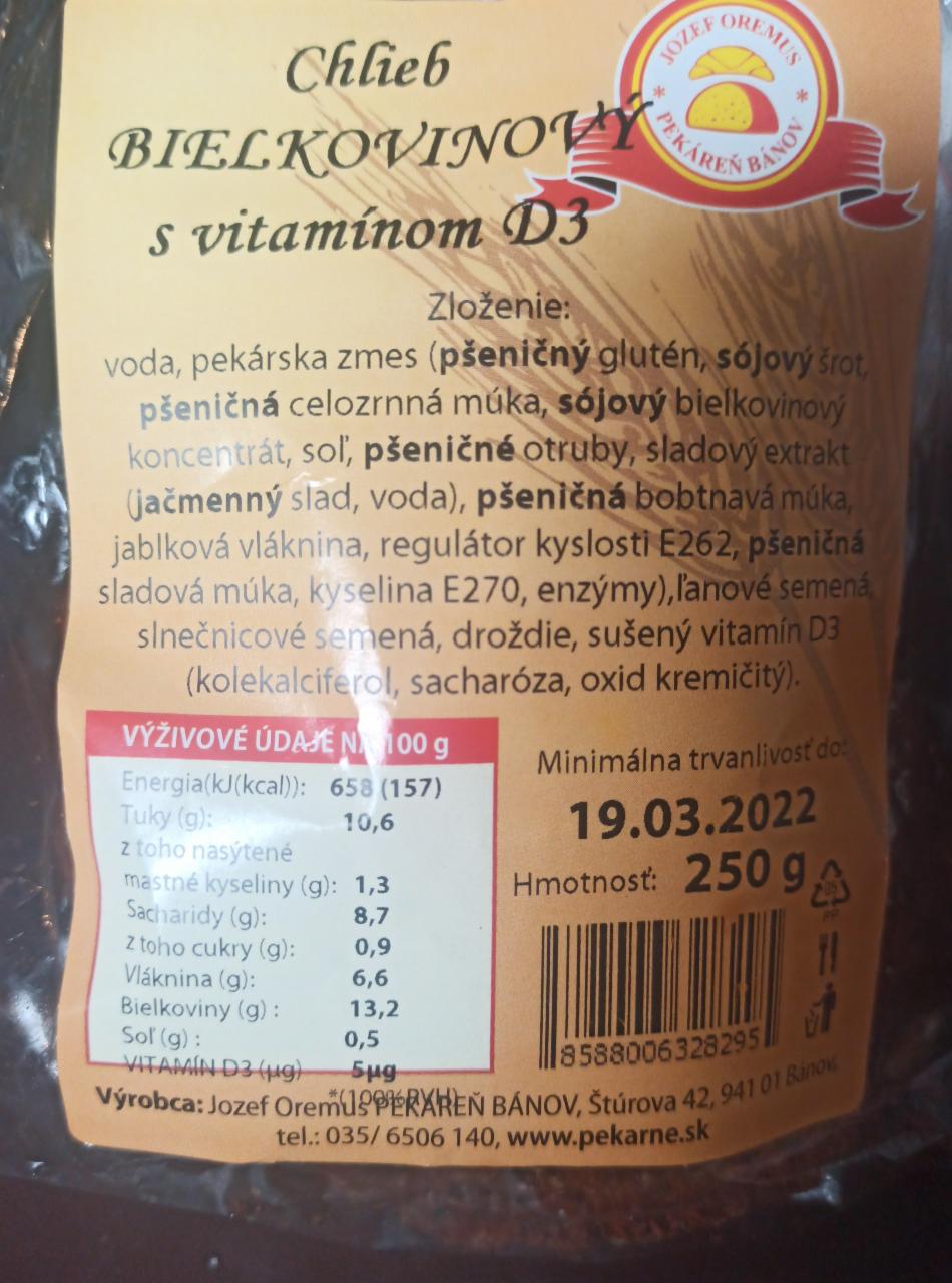 Fotografie - chlieb bielkovinový s vitamínom D3 Oremus