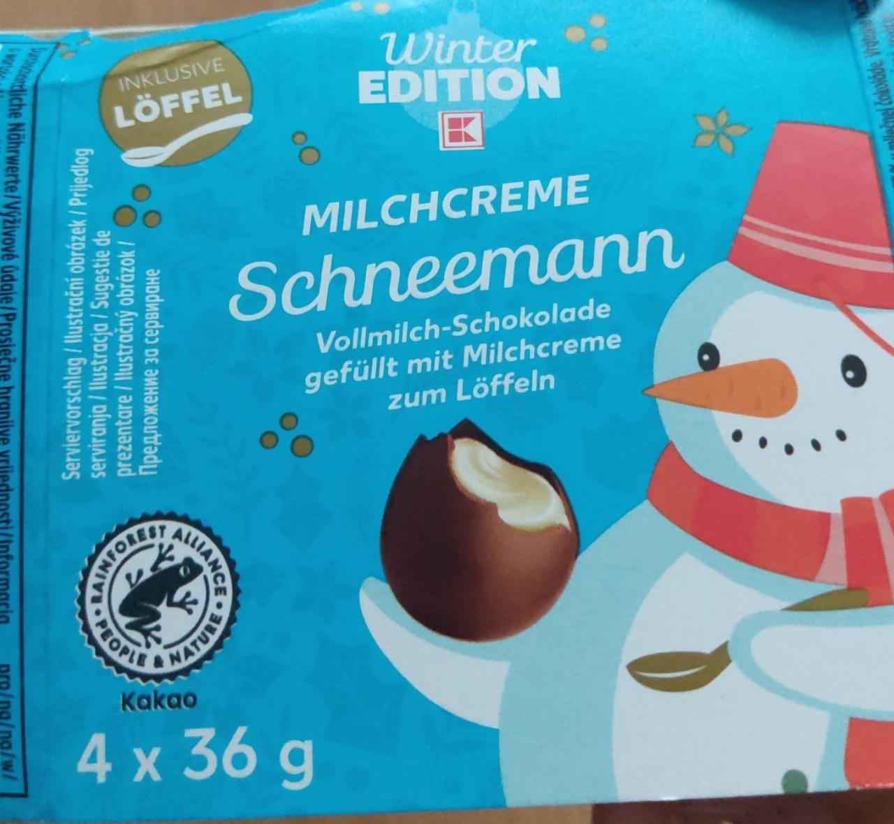 Fotografie - Milchcreme Schneemann Winter Edition K