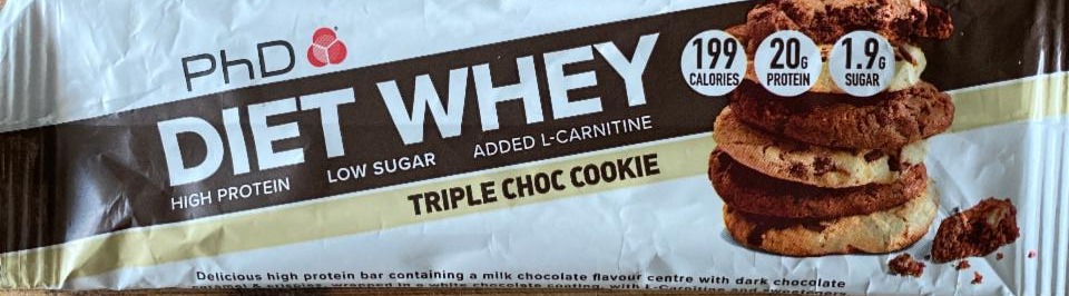 Fotografie - Diet Whey High Protein Bar Triple choc cookie PhD Nutrition