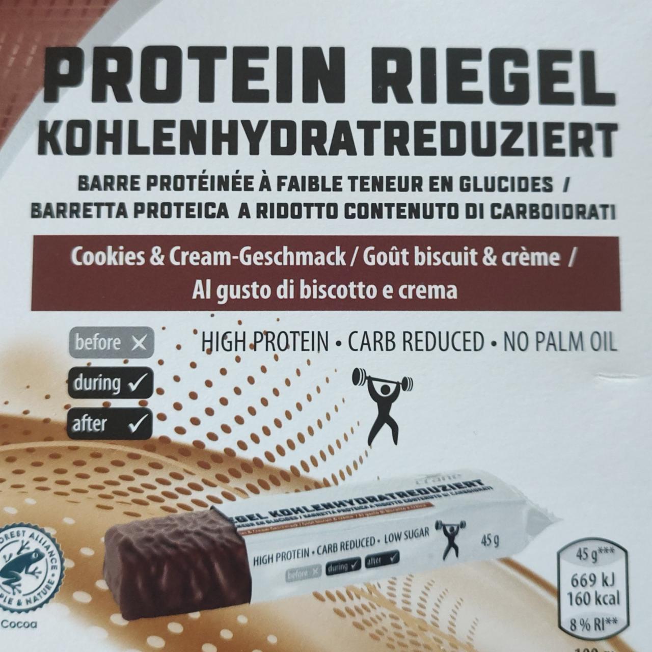 Fotografie - Protein riegel kohlenhydratreduziert Cookies & cream geschmack Crane