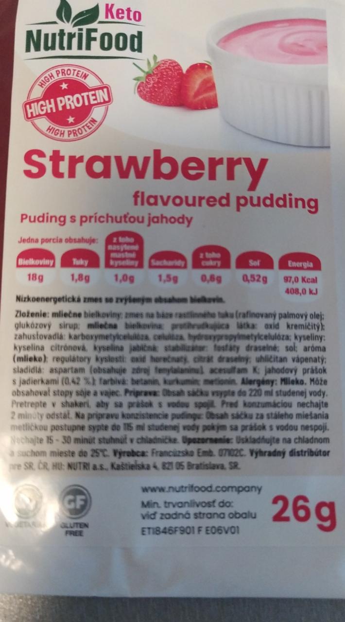 Fotografie - Puding s príchuťou jahody Strawberry flavoured pudding NutriFood