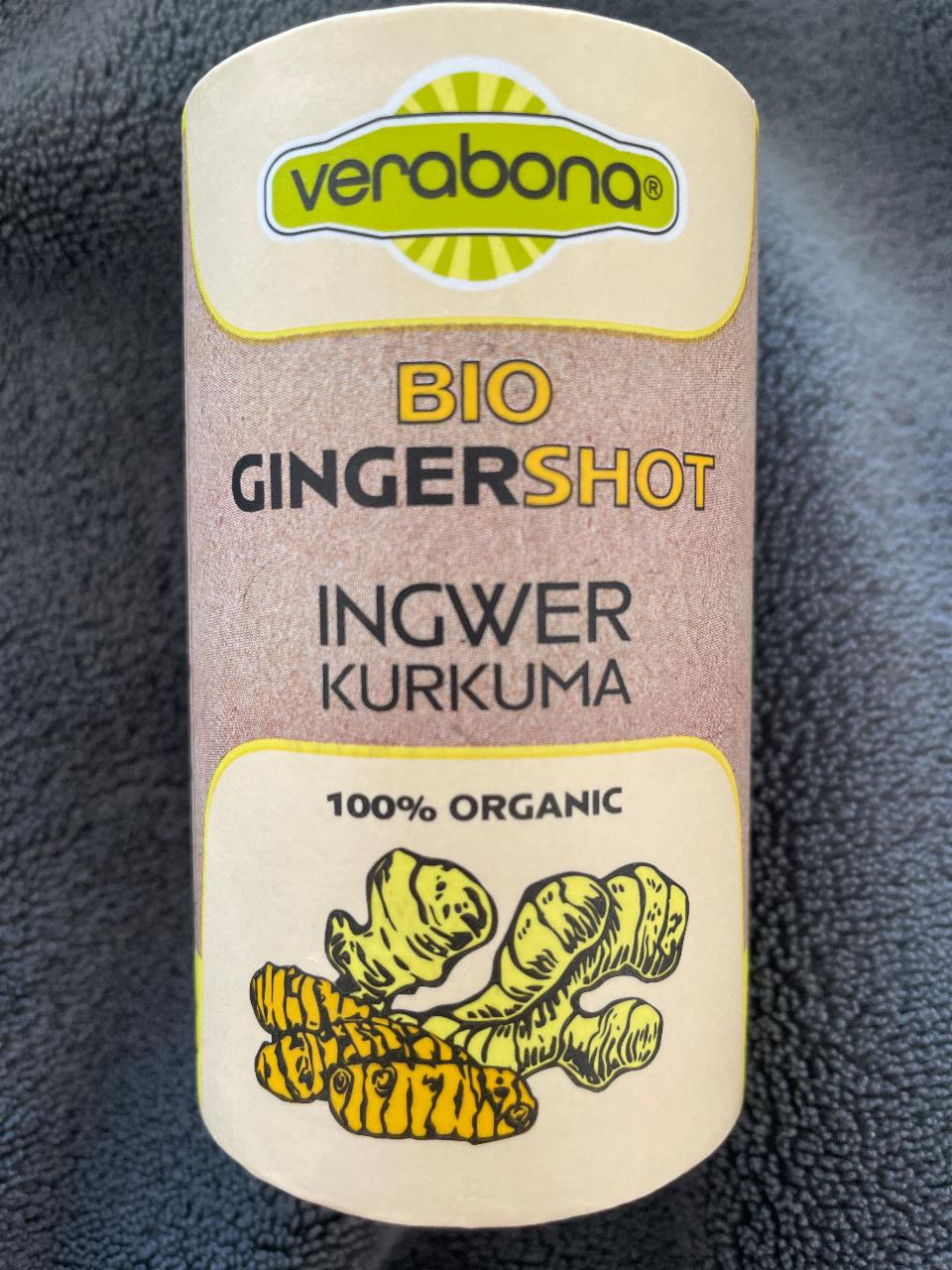 Fotografie - bio ginger shot ingwer kurkuma verabona