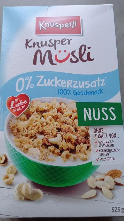 Fotografie - Knusper Müsli 0% zuckerzusatz Nuss Knusperli