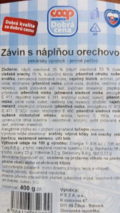 Fotografie - Závin s náplňou orechovou Coop Jednota