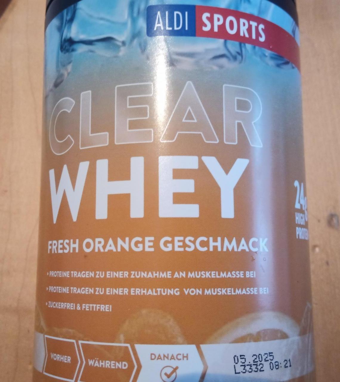 Fotografie - Clear Whey Fresh Orange Geschmack Aldi Sports