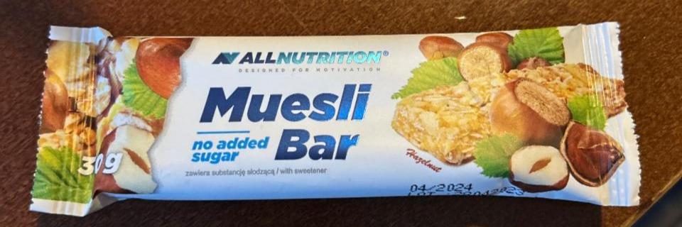 Fotografie - Allnutrition Muesli Bar Hazelnut no added sugar