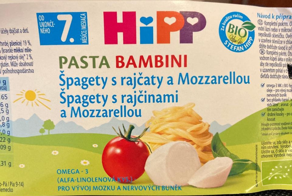 Fotografie - Hipp Pasta Bambini Špagety s rajčinami a Mozzarellou