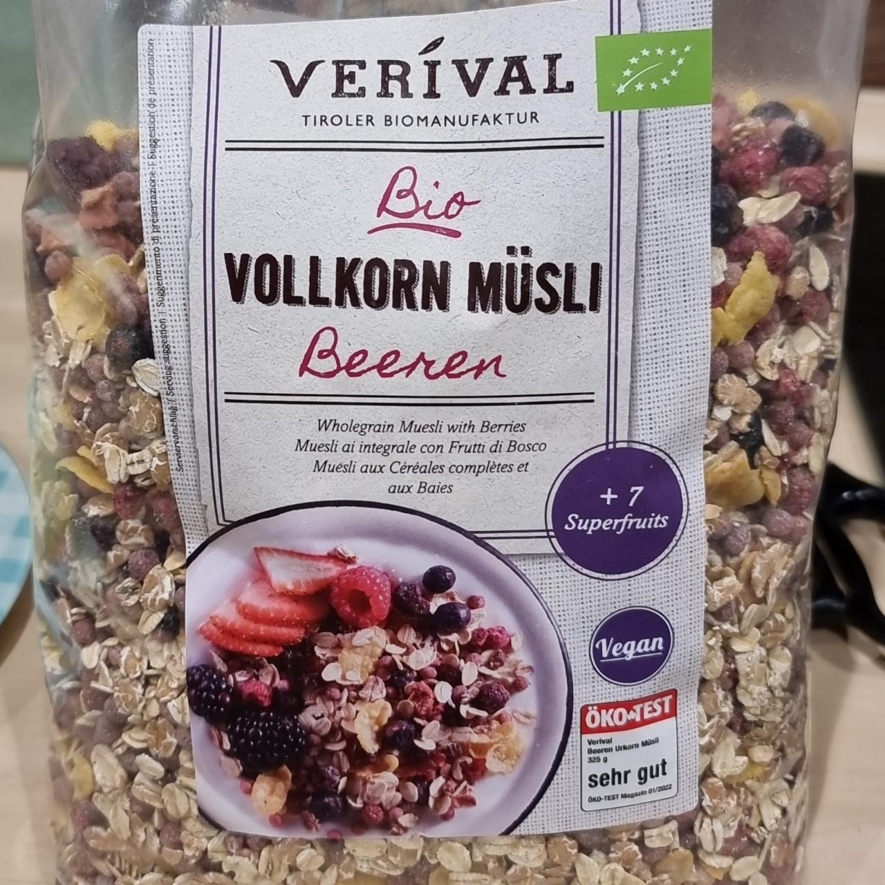 Fotografie - Bio Vollkorn müsli Beeren Verival