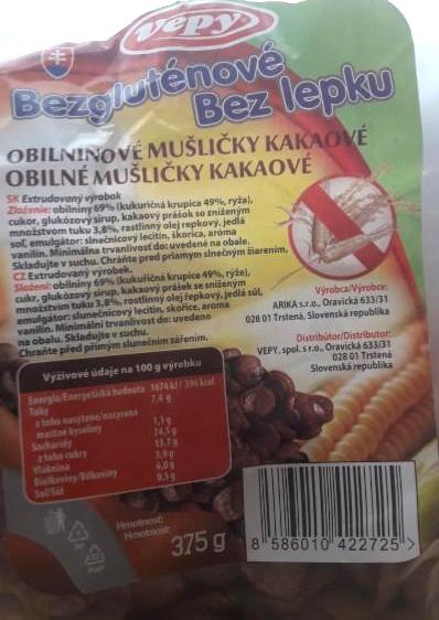 Fotografie - Obilninové mušličky kakaové bez gluténu Vepy