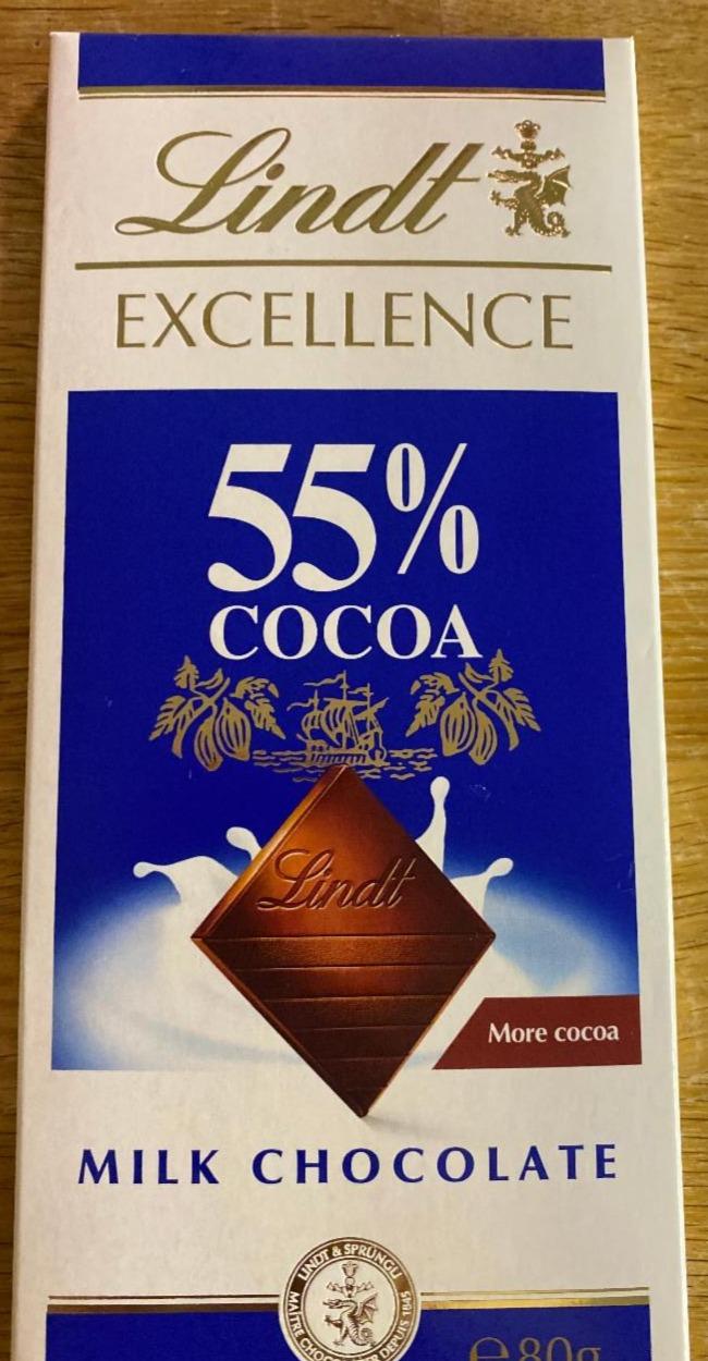 Fotografie - Lindt Excellence 55% cocoa milk chocolate 