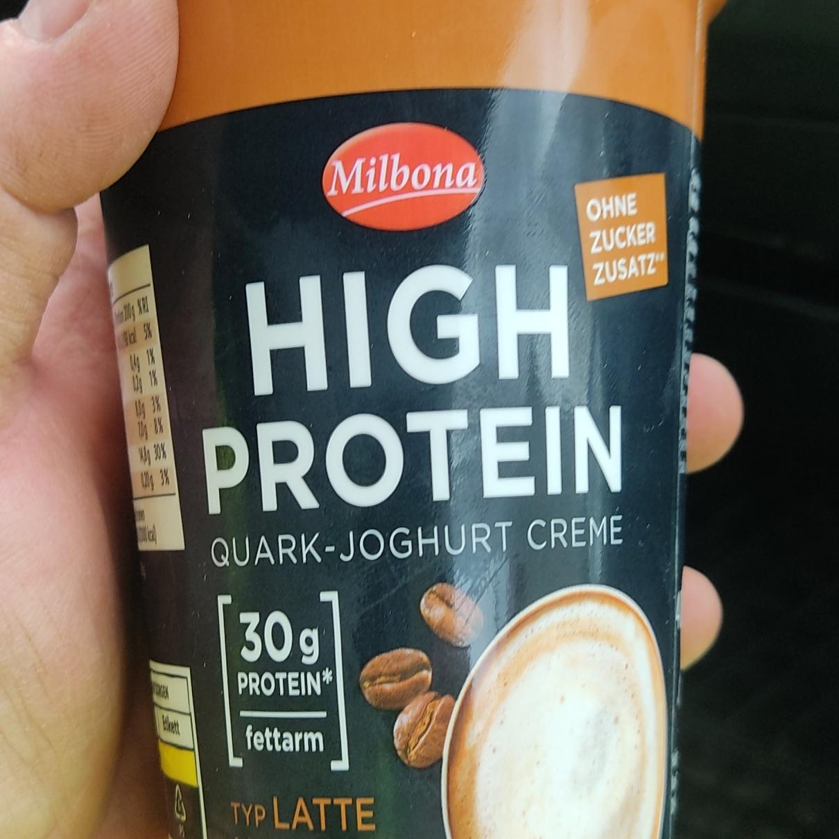 High Protein Quark-Joghurt Creme Typ Latte Milbona - kalórie, kJ a ...
