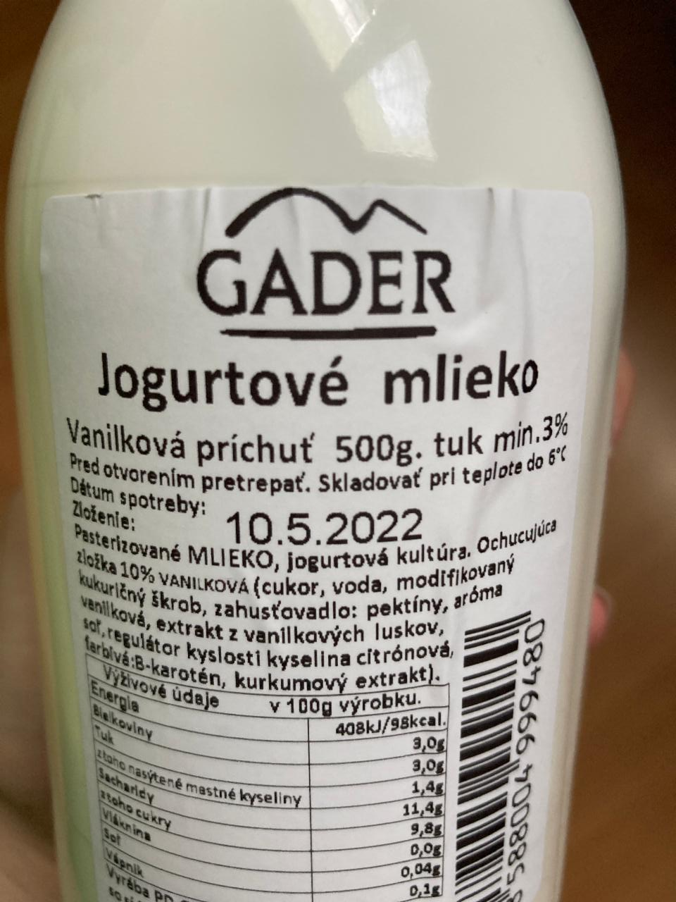 Fotografie - Jogurtové mlieko vanilka Gadet