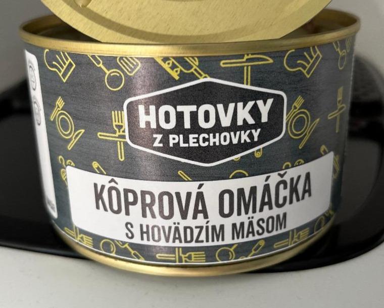 Fotografie - Kôprová omáčka s hovädzím mäsom Hotovky z plechovky