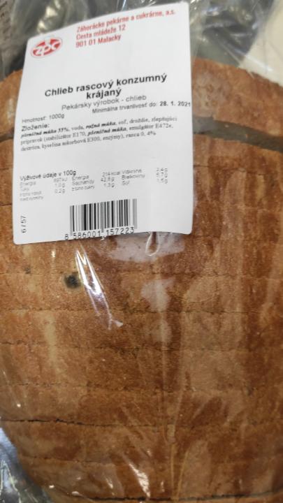 Fotografie - chlieb rascový konzumný krájaný Záhorácke pekárne a cukrárne