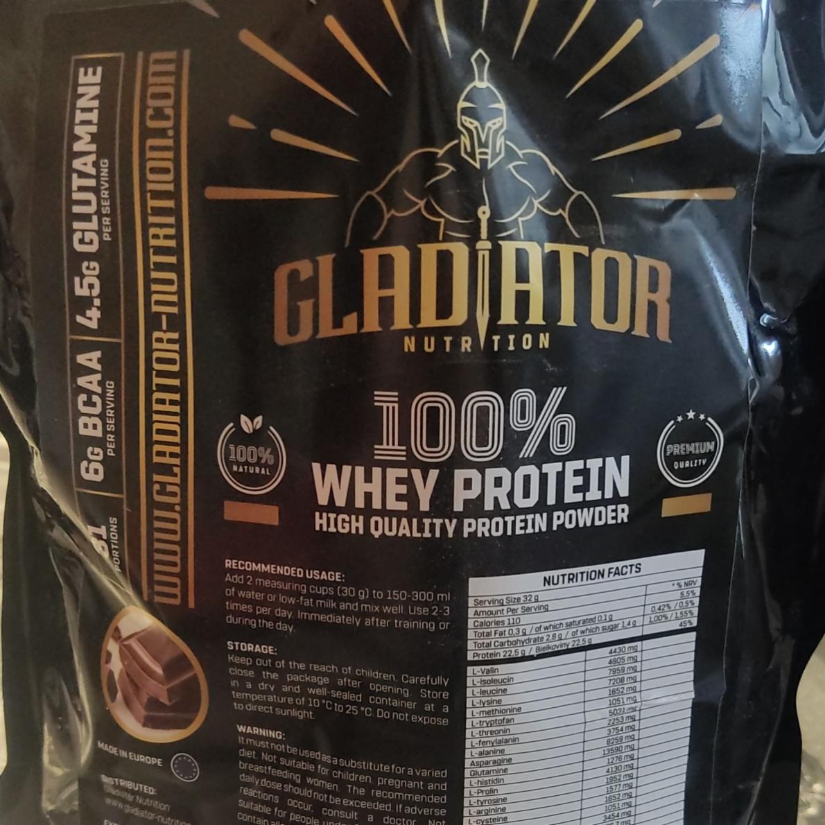 Fotografie - 100% Whey Protein Chocolate Gladiator nutrition