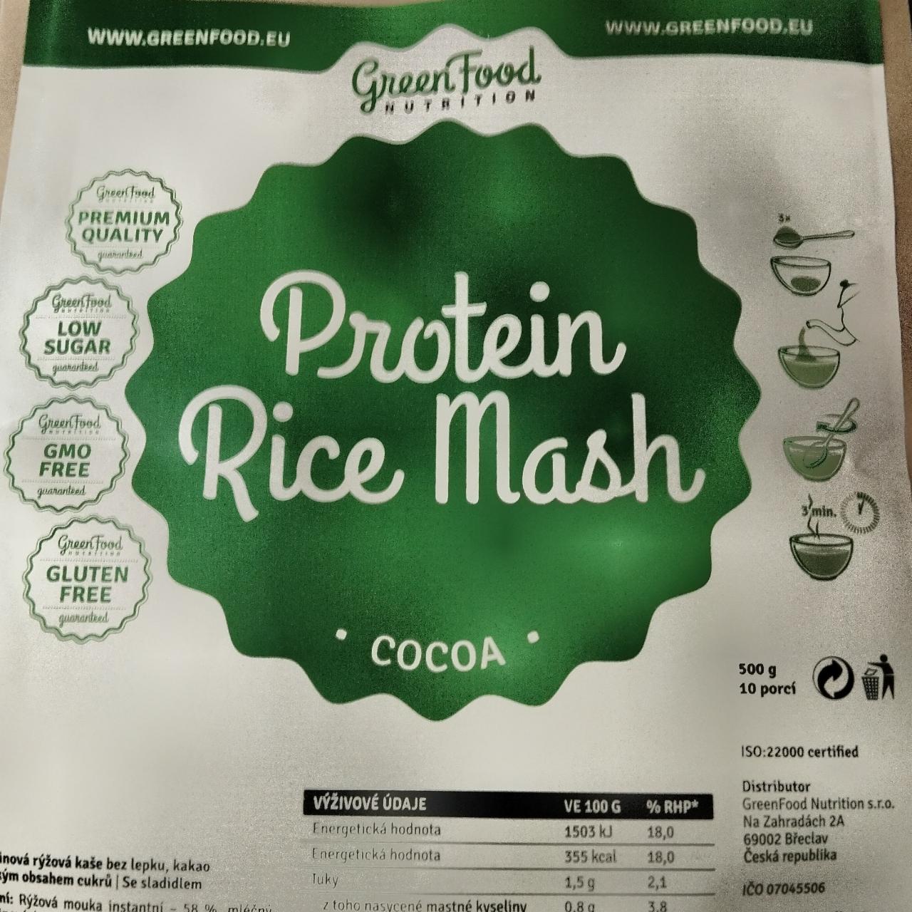 Fotografie - Protein Rice Mash cocoa Green Food