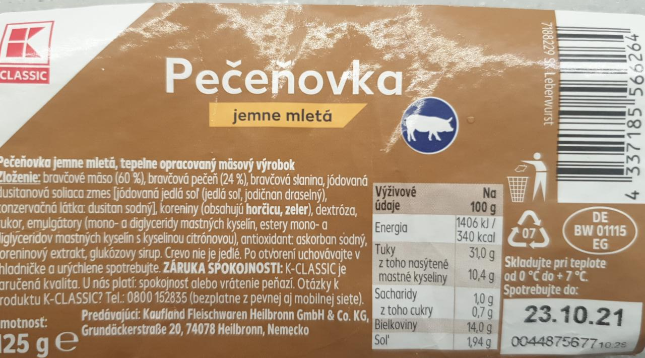 Fotografie - pečeňovka jemne mletá K Classic