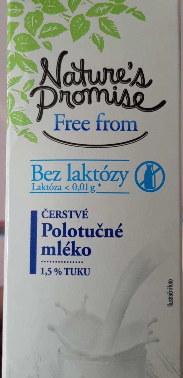 Fotografie - Free from Bez Laktózy čerstvé polotučné mlieko 1,5% Natures Promise