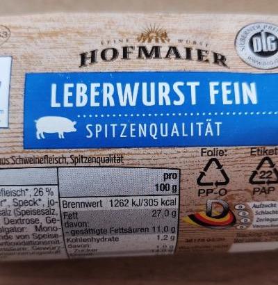 Fotografie - hofmaier leberwurst fein