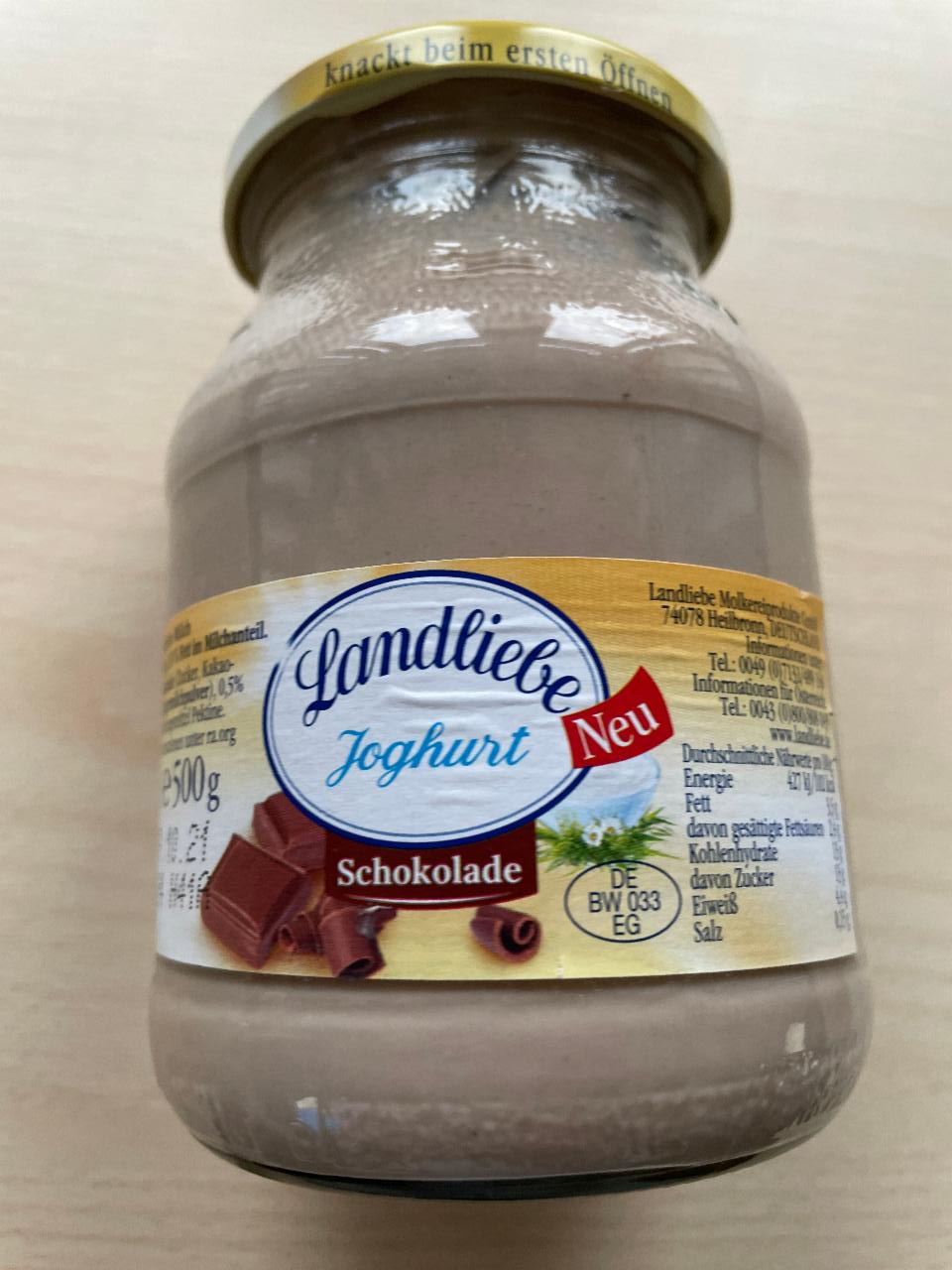 a - Landliebe Joghurt kalórie, Schokolade hodnoty nutričné kJ