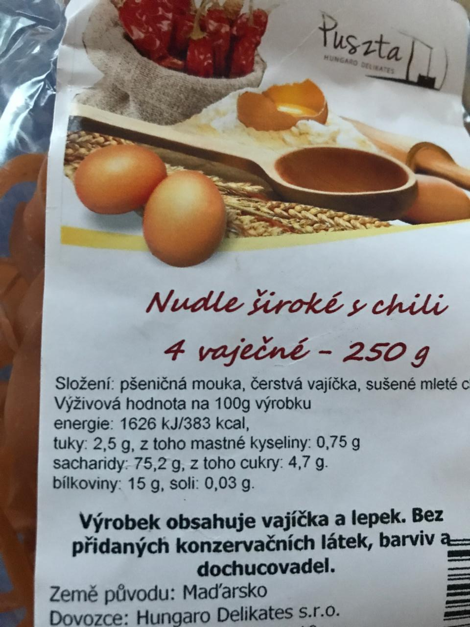 Fotografie - Nudle široké s chilli 4 vaječné Puszta