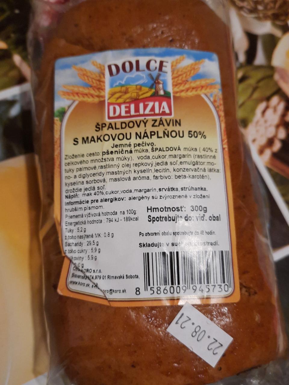 Fotografie - Špaldový závin s makovou náplňou 50% Dolce Delizia