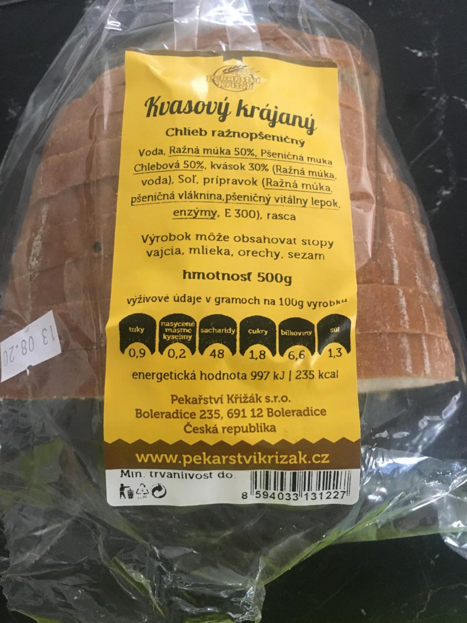 Fotografie - Kvasový krájaný chlieb ražnopšeničný Pekařství Křižák