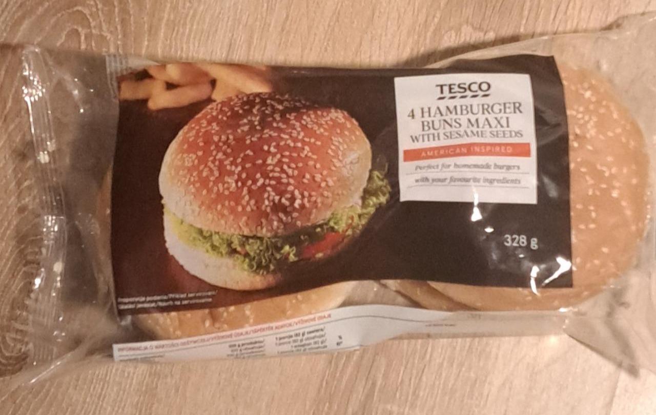 Fotografie - 4 Hamburger Buns Maxi with Sesame Seeds Tesco