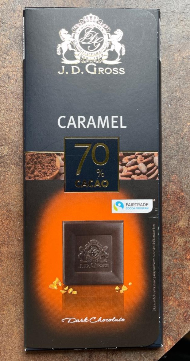 Fotografie - Caramel 70% cacao Dark chocolate J.D.Gross