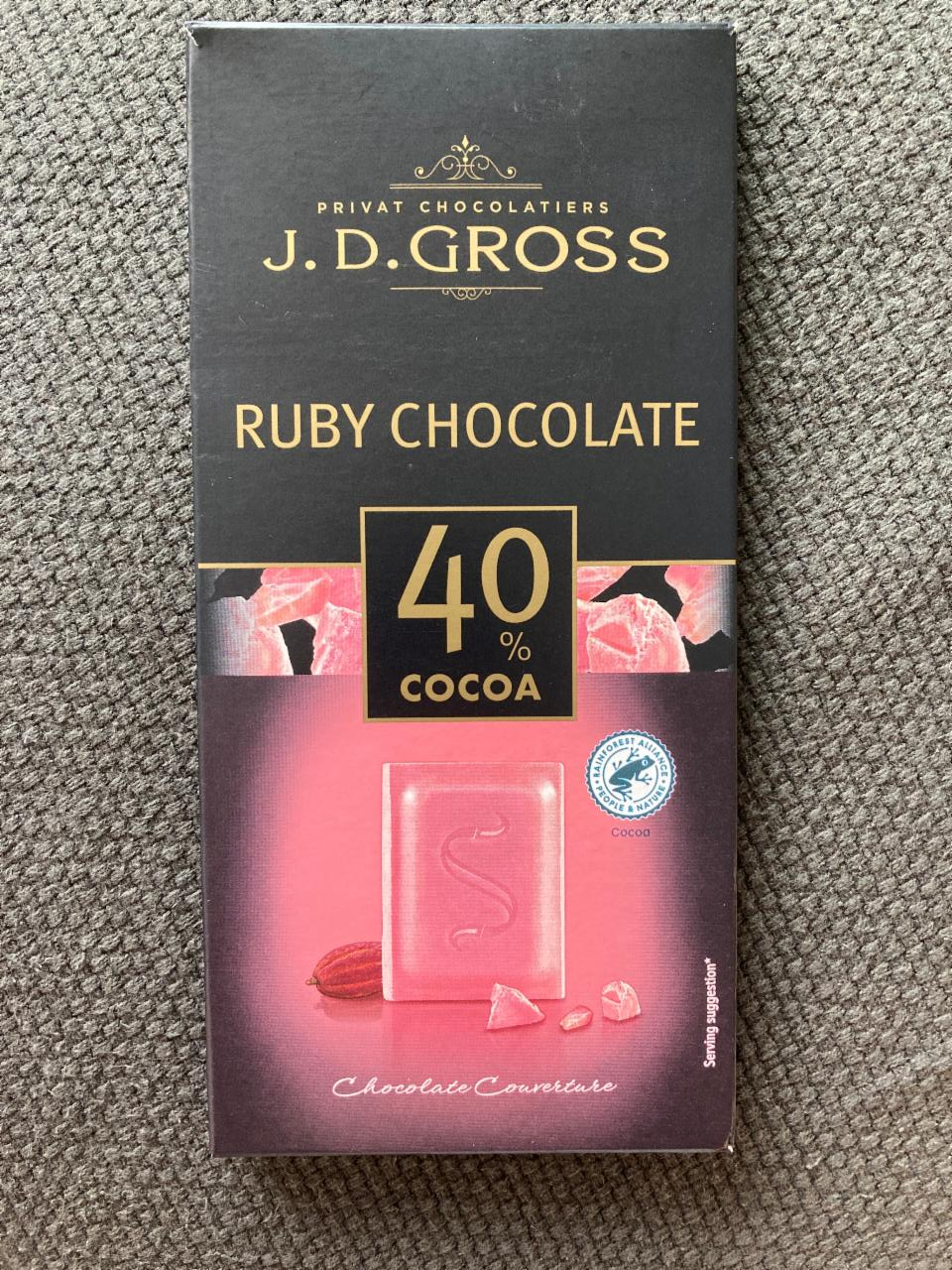 Fotografie - Ruby Chocolate 40% cocoa J. D. Gross