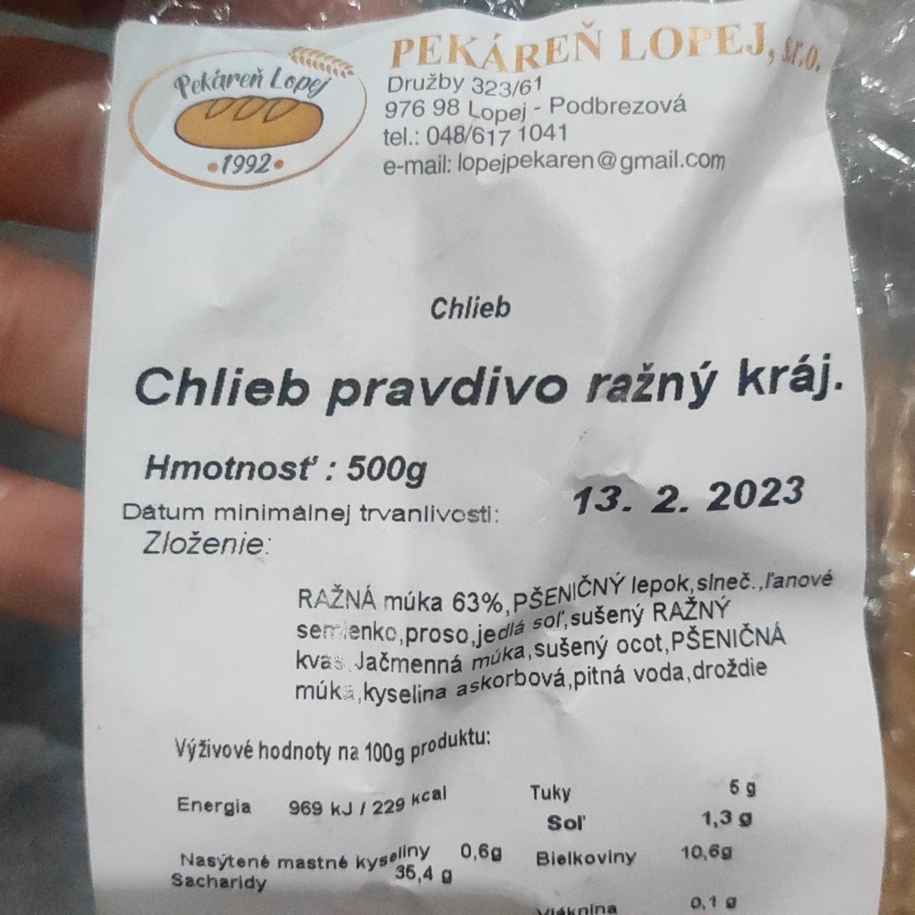 Fotografie - Chlieb pravdivo ražný Lopej