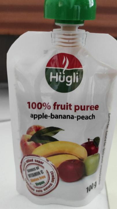 Fotografie - Hūgli 100% fruit puree Apple-banana-peach