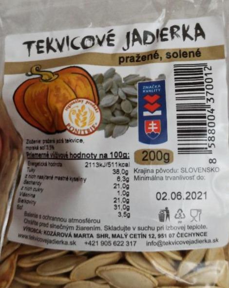 Fotografie - TEKVICOVÉ JADIERKA pražené, solené