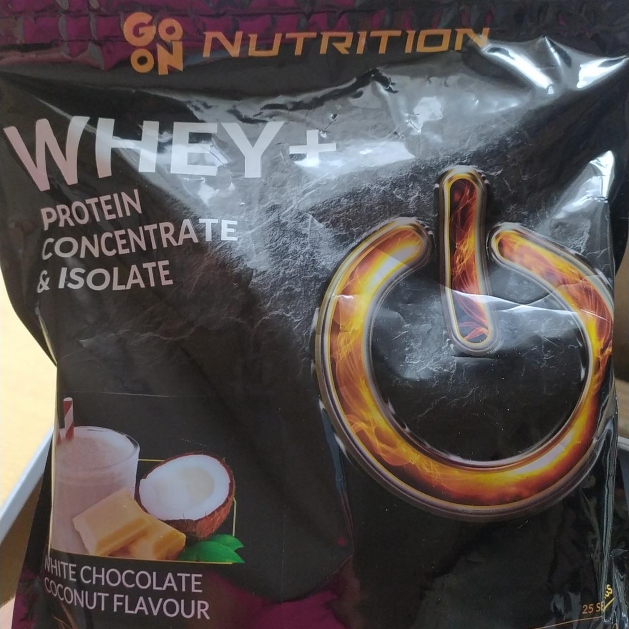 Fotografie - Whey + protein concentrate & isolate white chocolate coconut flavour