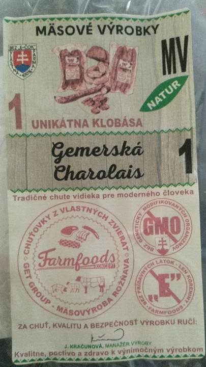 Fotografie - Gemerská Charolais klobása hovädzia Farmfoods