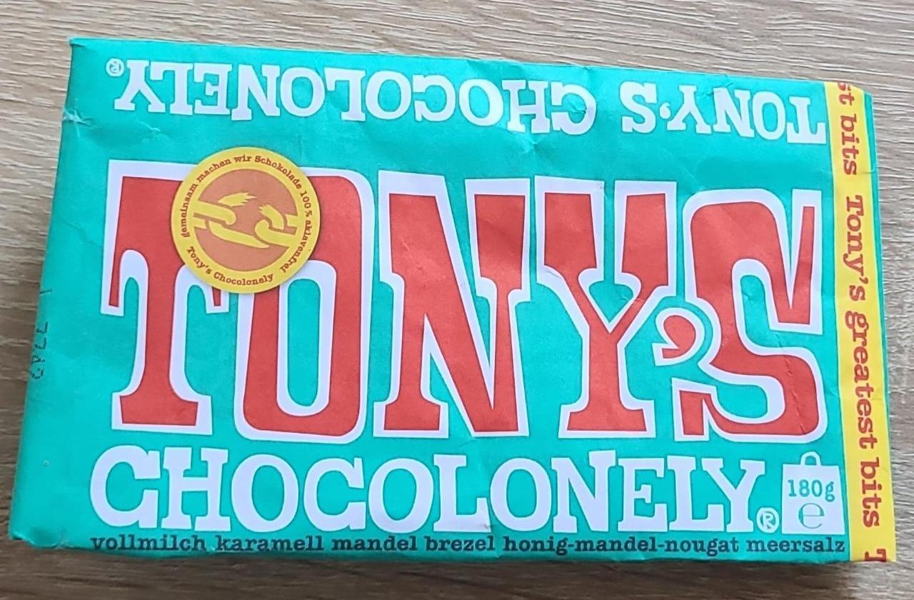 Fotografie - Vollmilch karamell mandel brezel honig-mandel-nougat meersalz Tony's Chocolonely