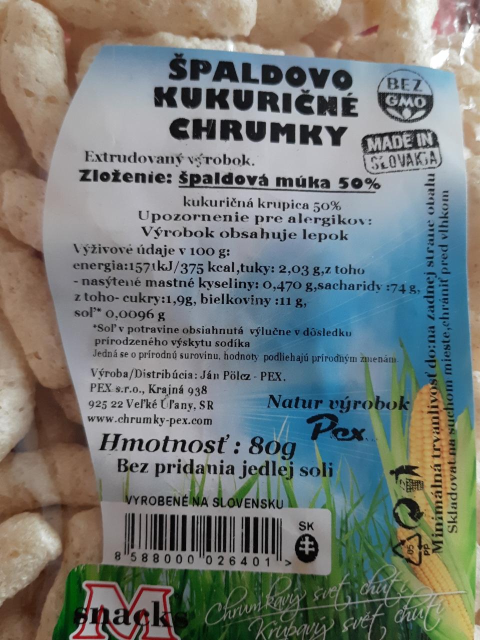 Fotografie - Špaldovo kukuričné chrumky M snacks