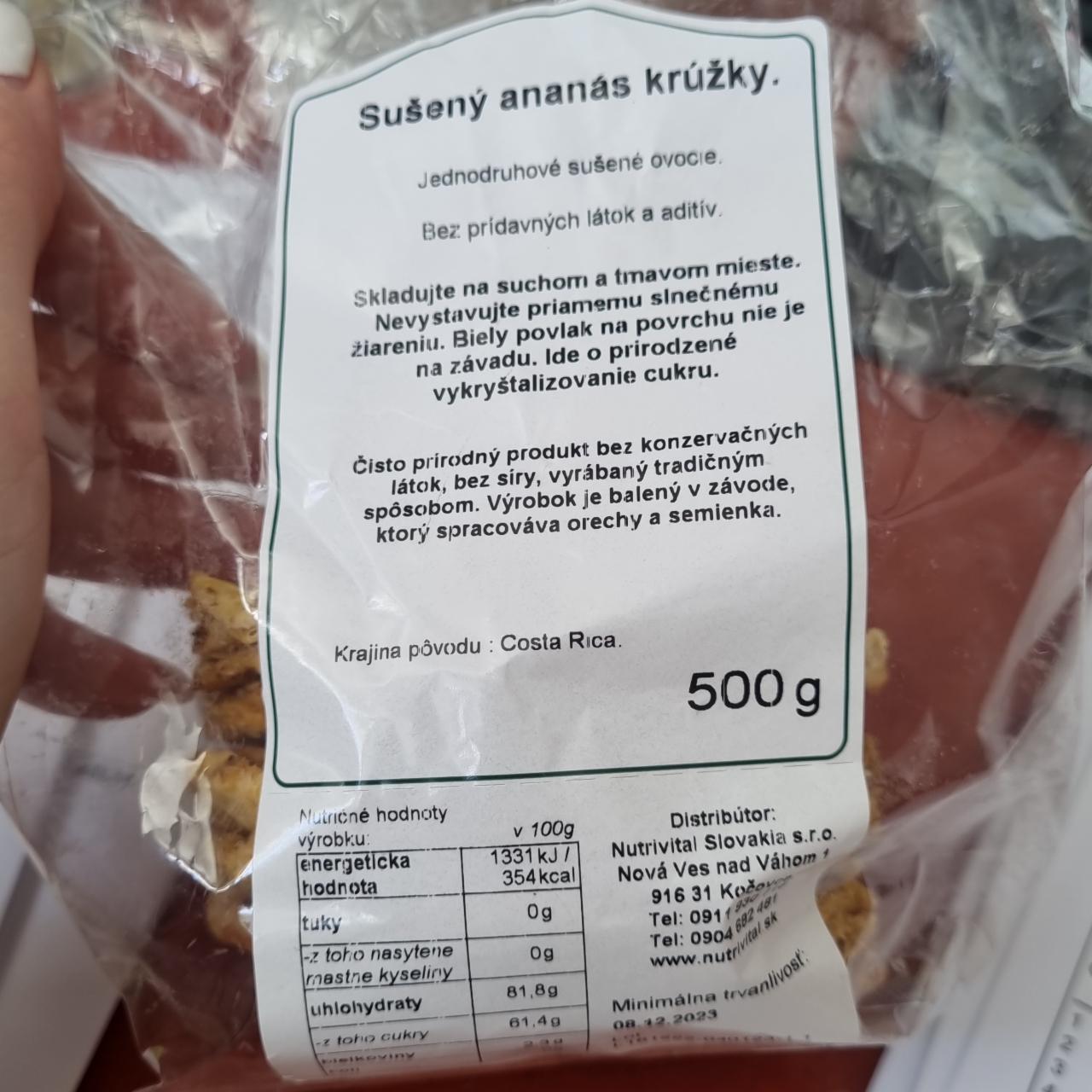 Fotografie - Sušený ananás krúžky Nutrivital