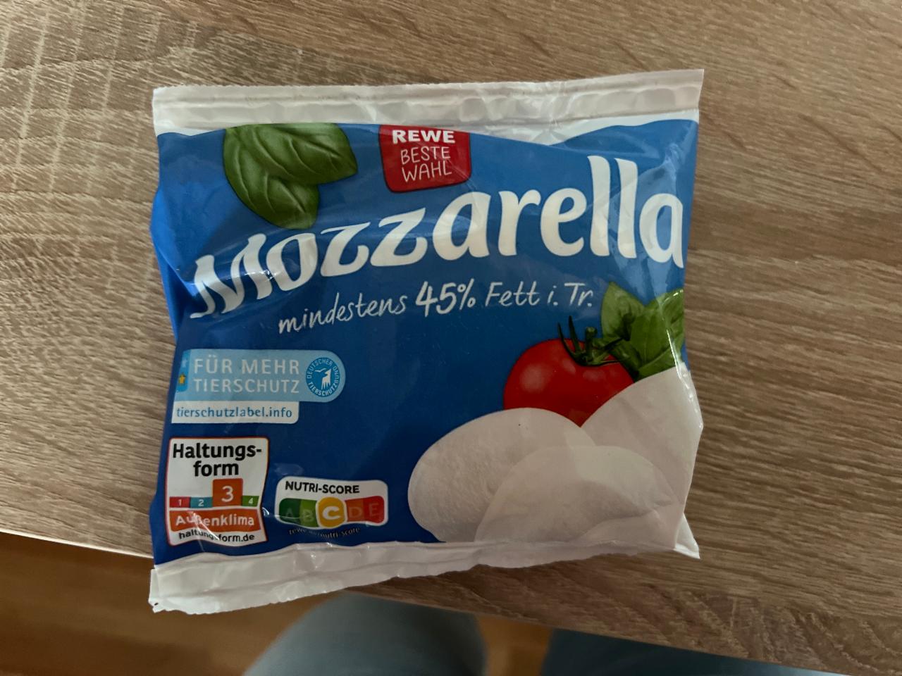 Fotografie - Mozzarella 45% fett rewe