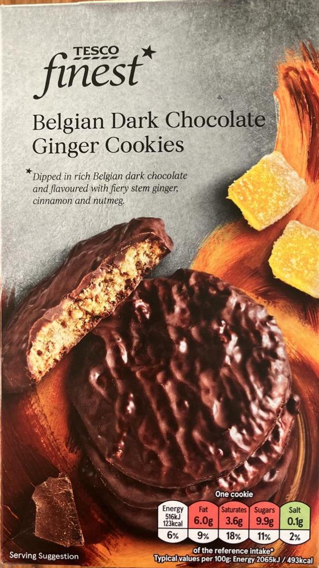 Fotografie - Belgian Dark Chocolate Ginger Cookies Tesco finest