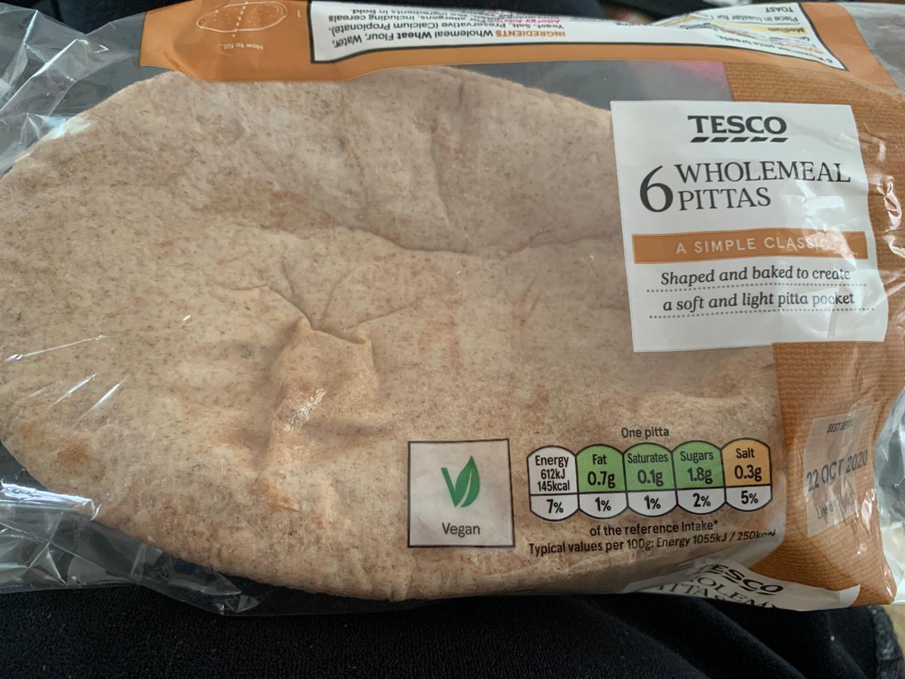 Fotografie - 6 Wholemeal pittas Tesco