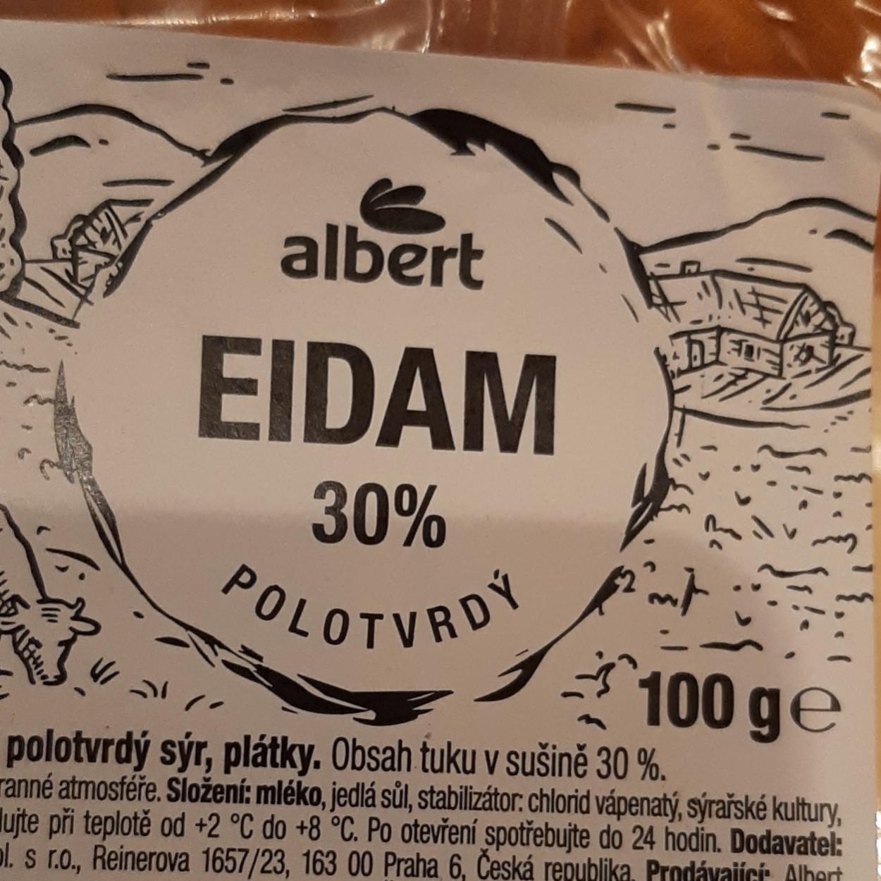 Fotografie - eidam 30% polotvrdý plátky albert