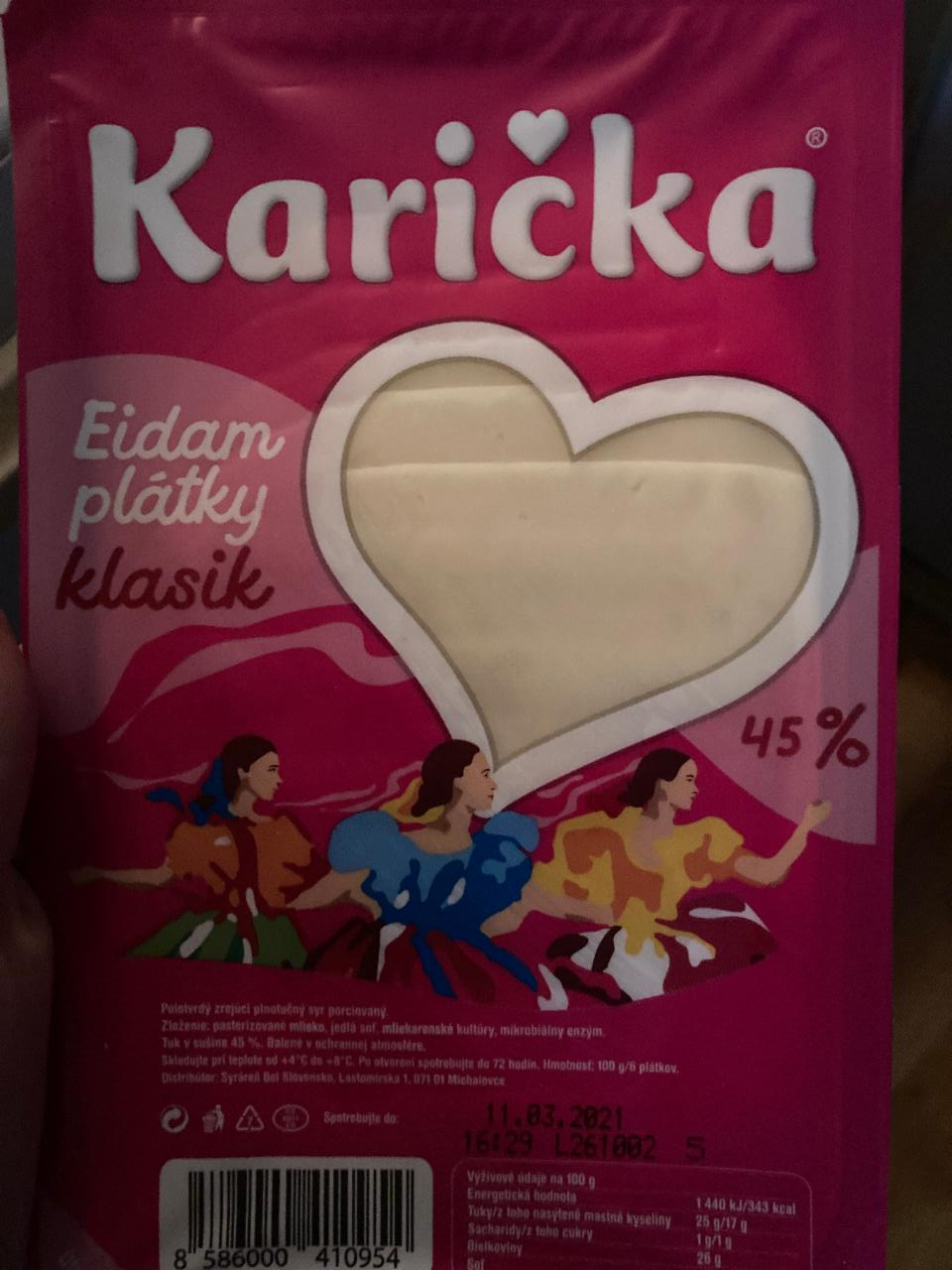 Fotografie - Eidam plátky klasik 45% Karička