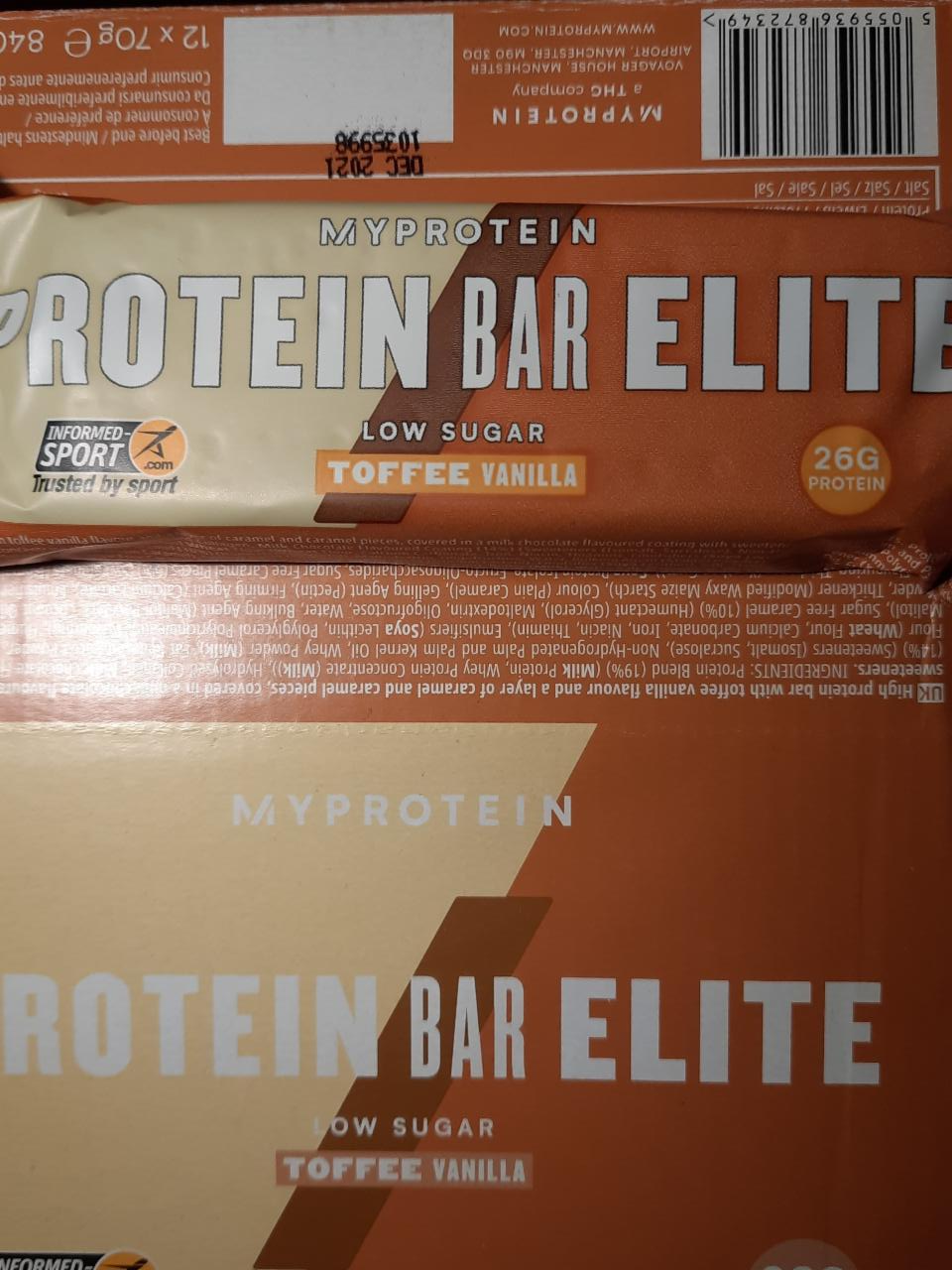 Fotografie - Protein bar Elite Toffee Vanilla MyProtein
