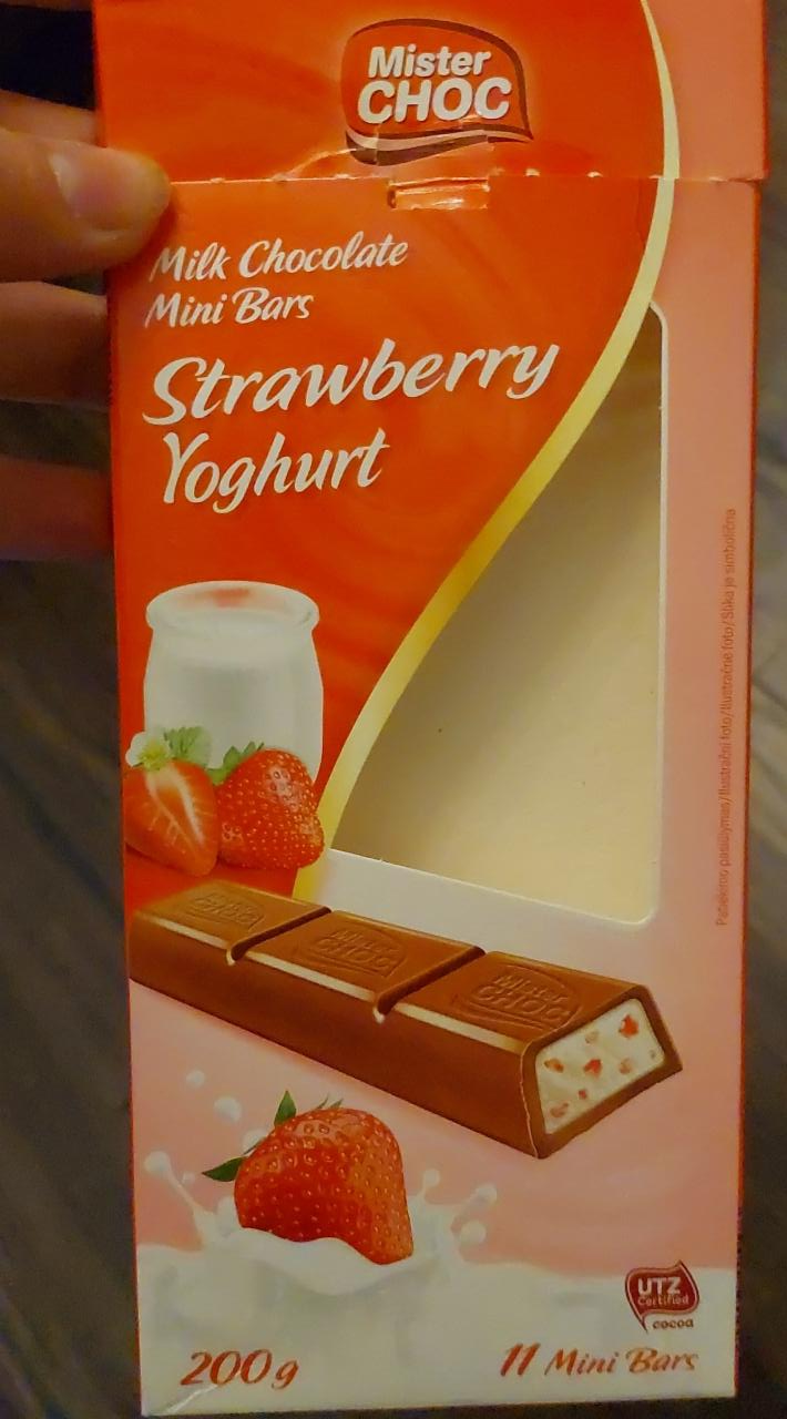 Fotografie - Mister Choc Milk chocolate mini bars Strawberry yogurt