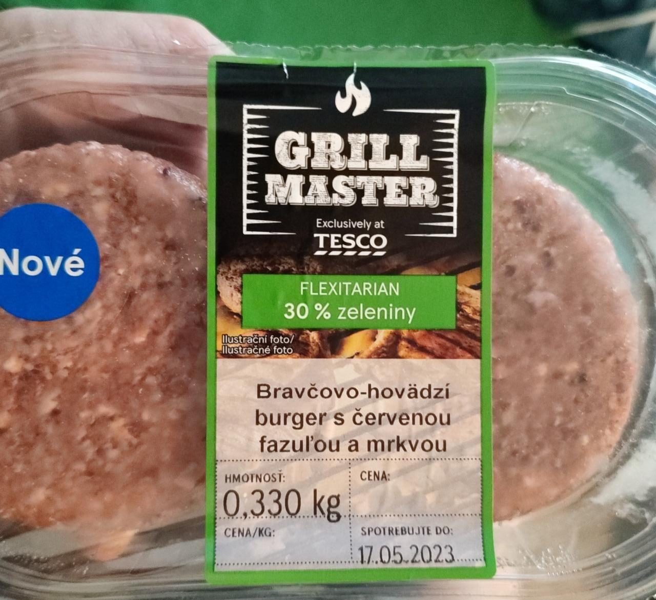 Fotografie - Grill Master Bravčovo-hovädzí burger s červenou fazuľou a mrkvou Tesco