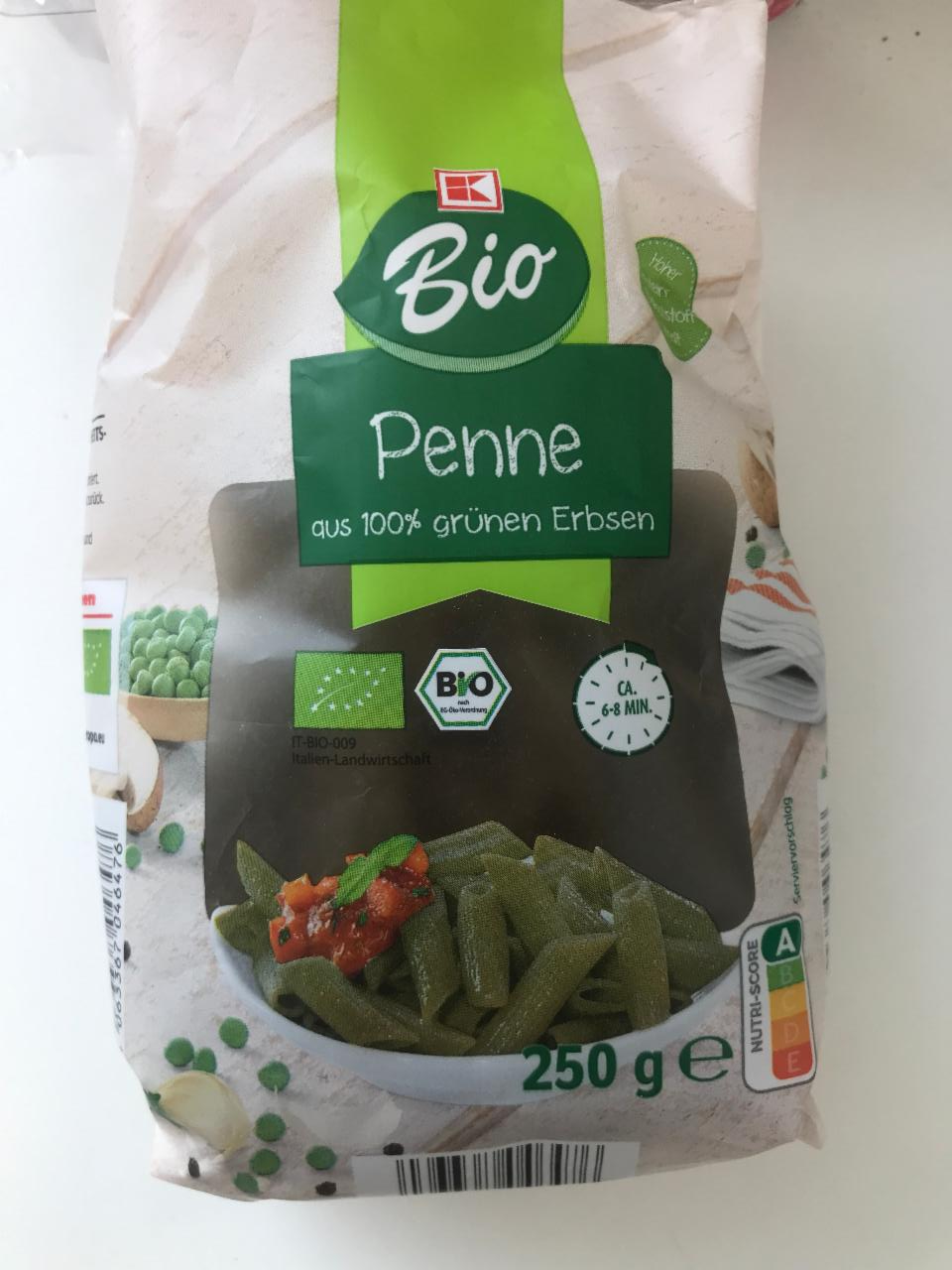 Fotografie - Penne aus 100% grünen Erbsen K-Bio